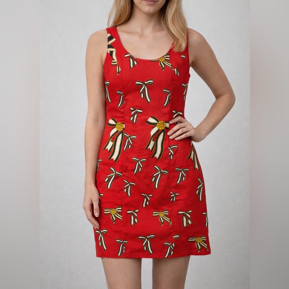 Naf Naf retro Red Bow Patterned novelty Dress